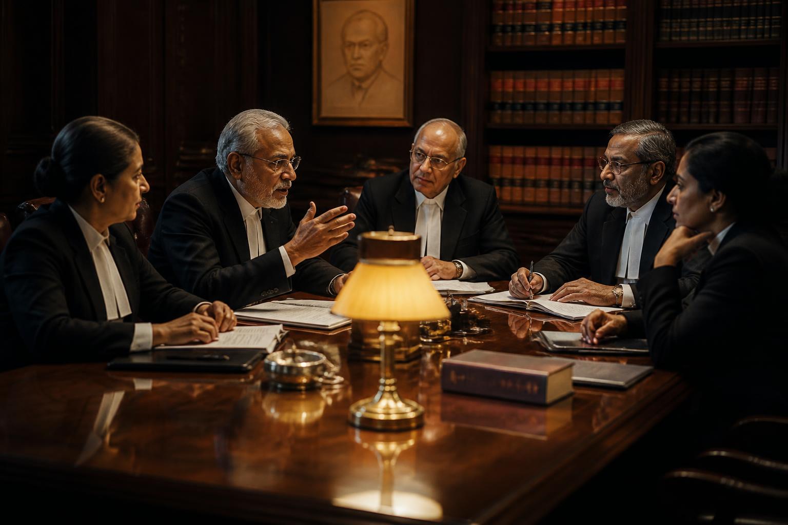 Senior Indian lawyer in a luxury law chamber
